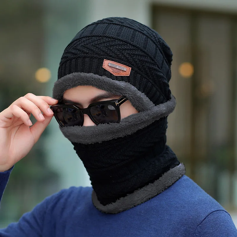 Yo-Young, зимние шапки для мужчин, Skullies, шапка бини, зимняя шапка для мужчин и женщин, шерстяной шарф, шапка s, 2 шт. в комплекте, Балаклава, маска, шапка - Цвет: 7