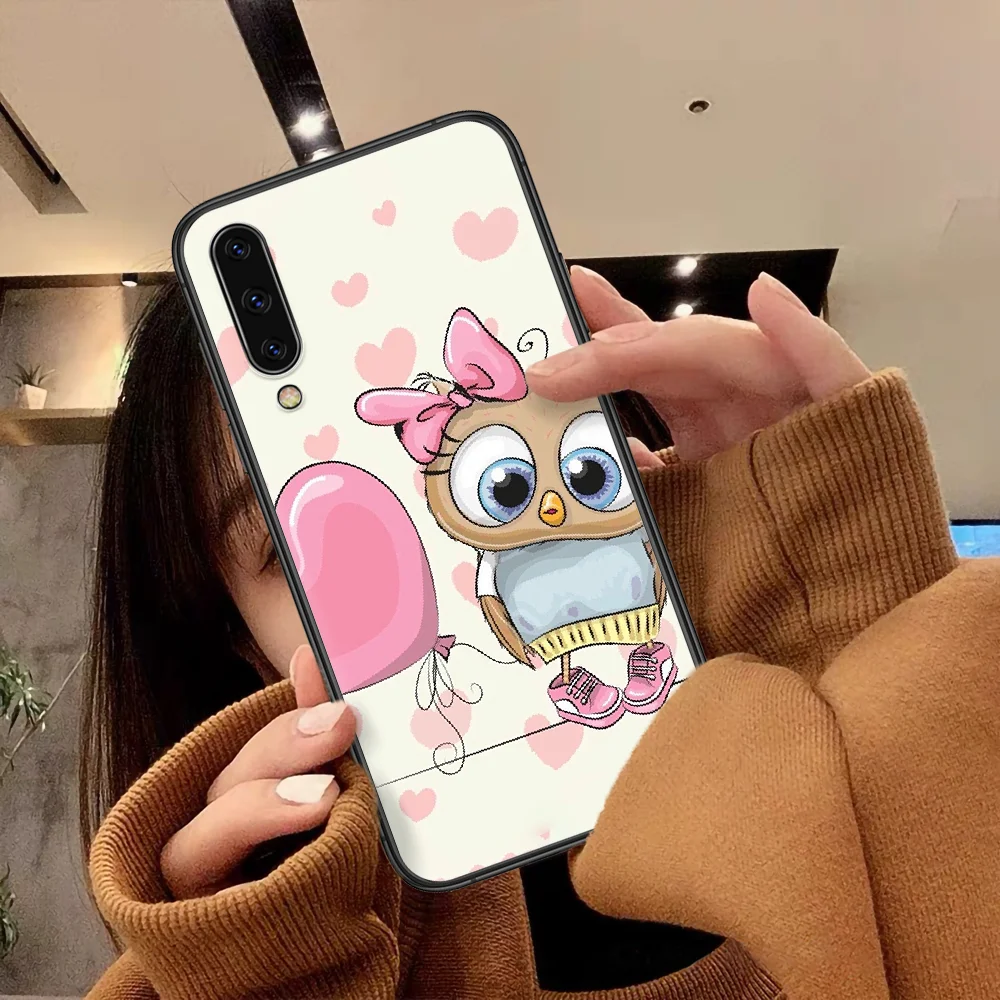 

Cartoon Couple Cute Owls Phone Case For Samsung Galaxy A 3 5 7 8 10 20 20E 21S 30 30S 40 50 51 70 71 black Etui Painting Cell