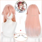 Парик из аниме Game Genshin Impact для косплея янфэй, Длинный розовый парик, заколки для волос рога, реквизит для волос для девочек, бесплатная шапочка для парика, хэллоуивечерние для ролевых игр