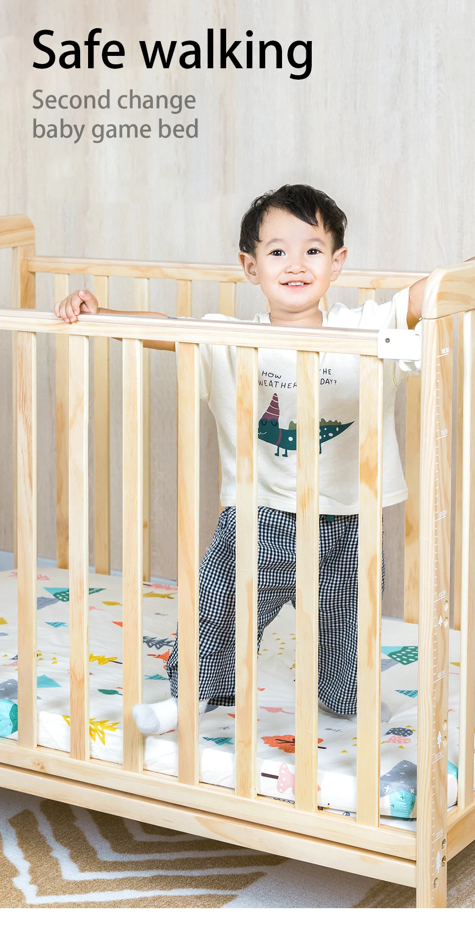 IMBABY многофункциональная детская кроватка, FSC и сертификация ЕС, Универсальные складные и регулируемые детские кроватки для новорожденных