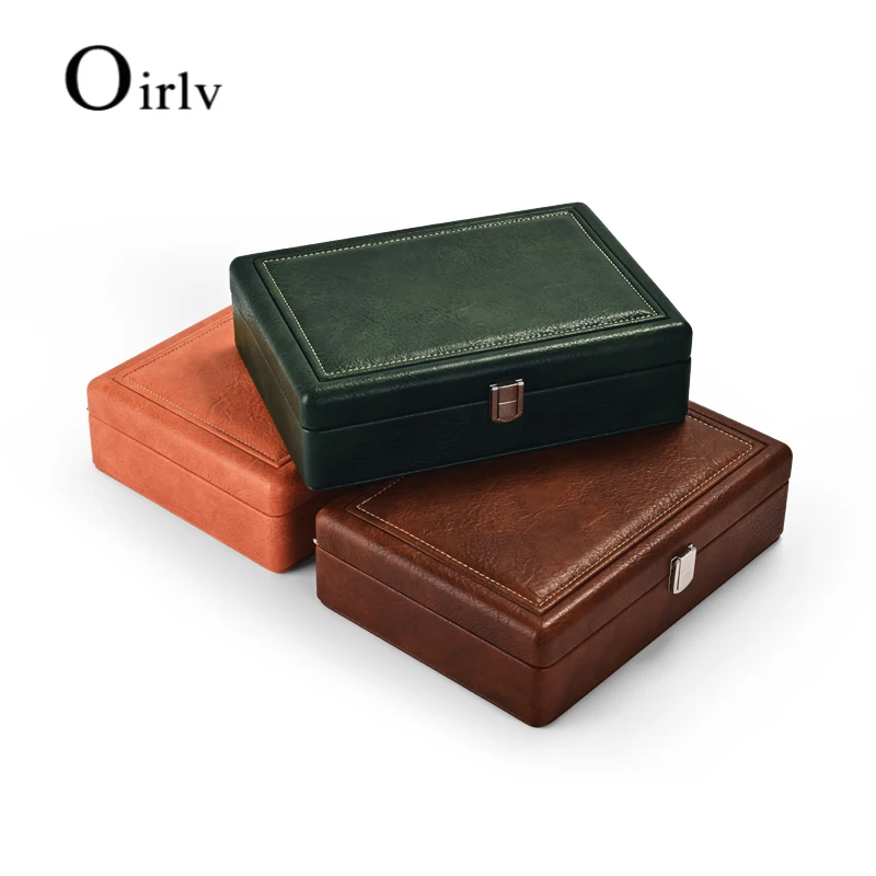 Oirlv 2 Layers PU Leather Jewelry Organizer Case for Ring Necklace Bangle Earrings Removable Multi-function Storage Box
