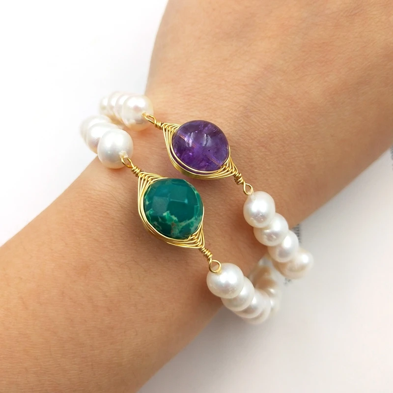 

Женский браслет с бусинами из натурального пресноводного жемчуга