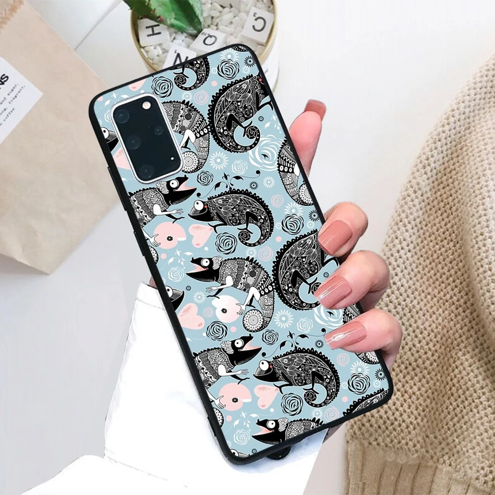 

For Samsung Galaxy Graphic ornamental chameleon Soft TPU Black Border Samsung Galaxy Case