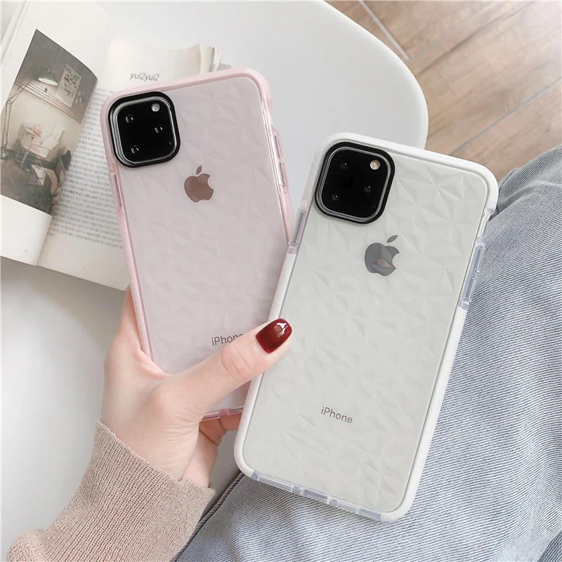 Роскошный прозрачный чехол бампер для Iphone 11 Pro Max 7 8plus X Xr Xs 3D с алмазным узором