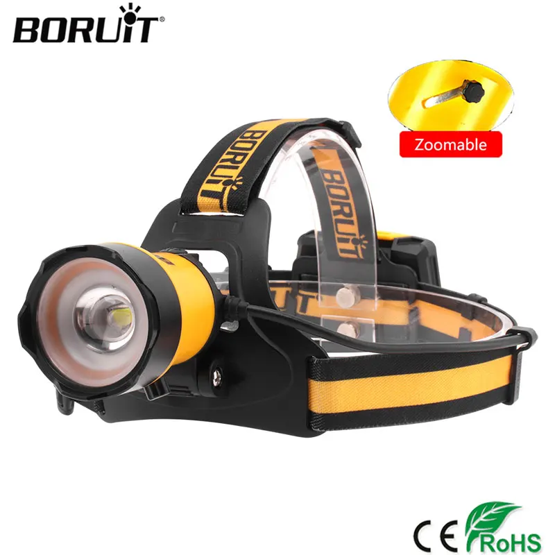 BORUiT B16 CREE XM L2 светодиодный налобный фонарь с 4 режимным зумом водонепроницаемый
