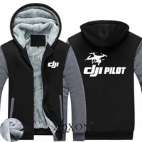 2022 autumn winter wool liner fleece zipper man hooded hoodies sweatshirts dji drone pilot print men hoodies coat clothes w17