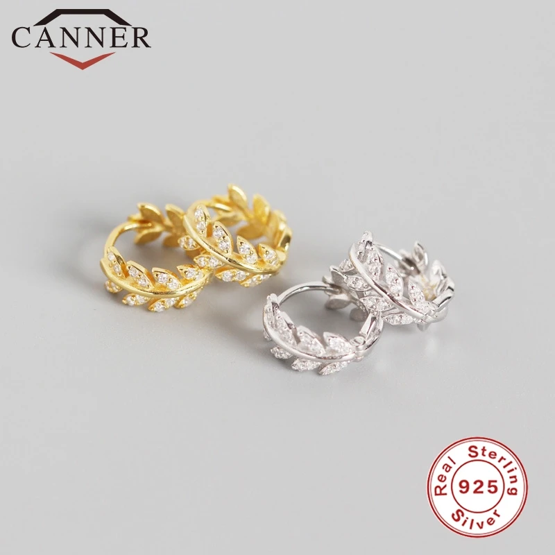 Женские серьги-кольца из стерлингового серебра 925 пробы с фианитом в виде