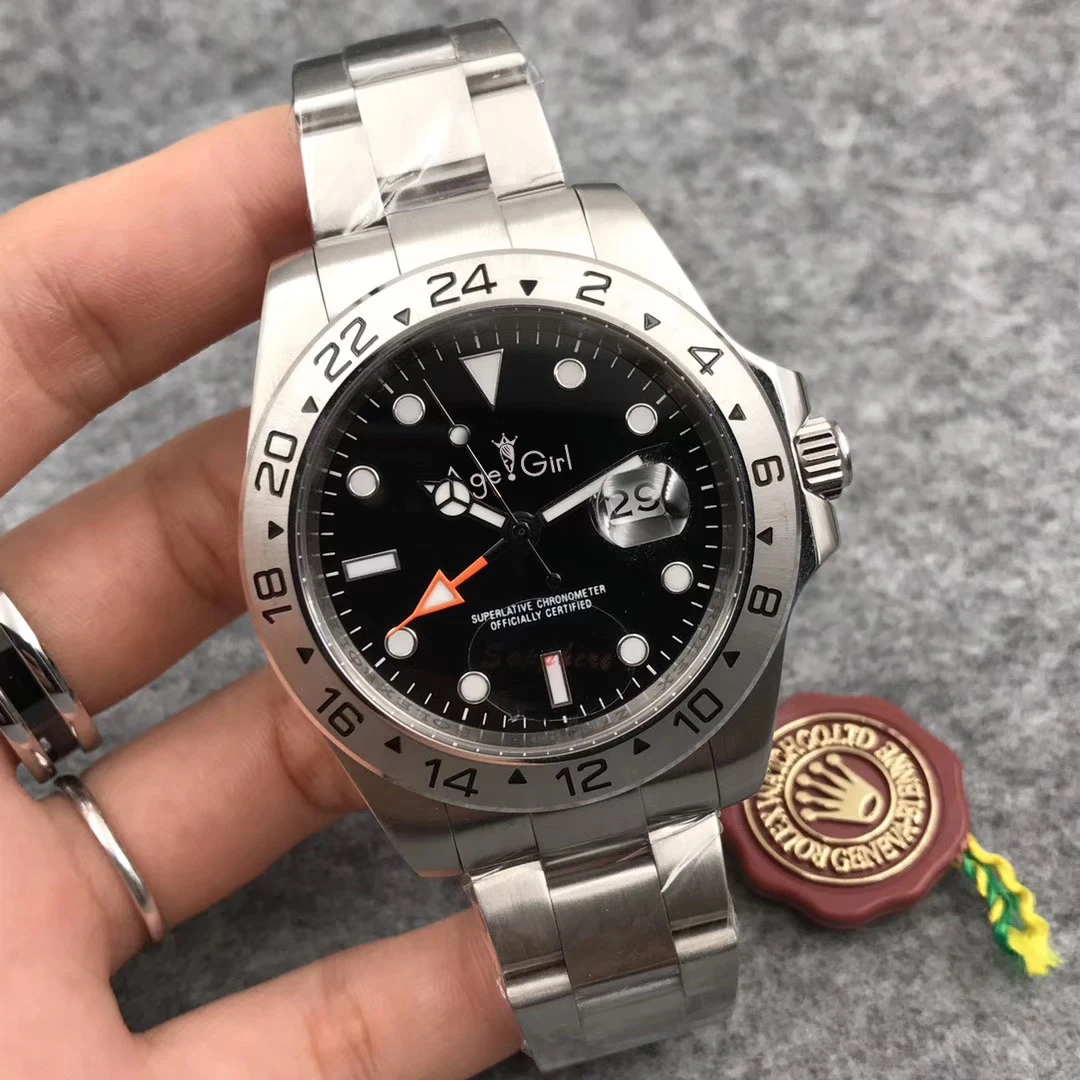 Black 40mm Роскошные брендовые Новые Мужские автоматические механические часы черного и белого цвета из нержавеющей стали сапфировые Diver Limited спортивные GMT часы 40 мм 44 мм - Цвет: Black 40mm