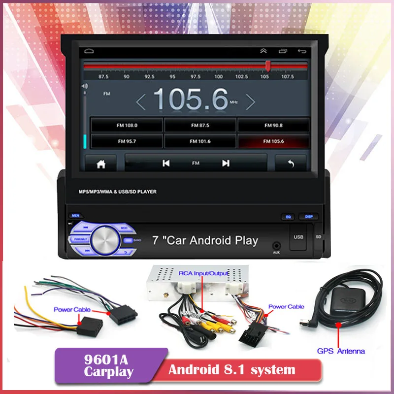 Автомобильное радио плеер Android 8 1 Bluetooth Mirror Link GPS сенсорный экран MP5 1din 7 '' 12