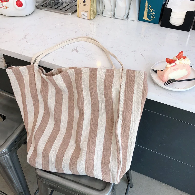 Youda большая вместительность простая полосатая Холщовая Сумка Классический