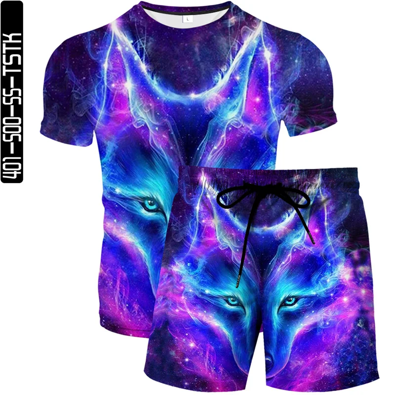 

The latest men's and women's 3D printed beachwear fashion boutique short-sleeved T-shirt cool wolf element printing in 2021