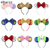 10pcs popular sequins mouse ears headband glitter hair bow for girls women party hairband kids festival hair accessories