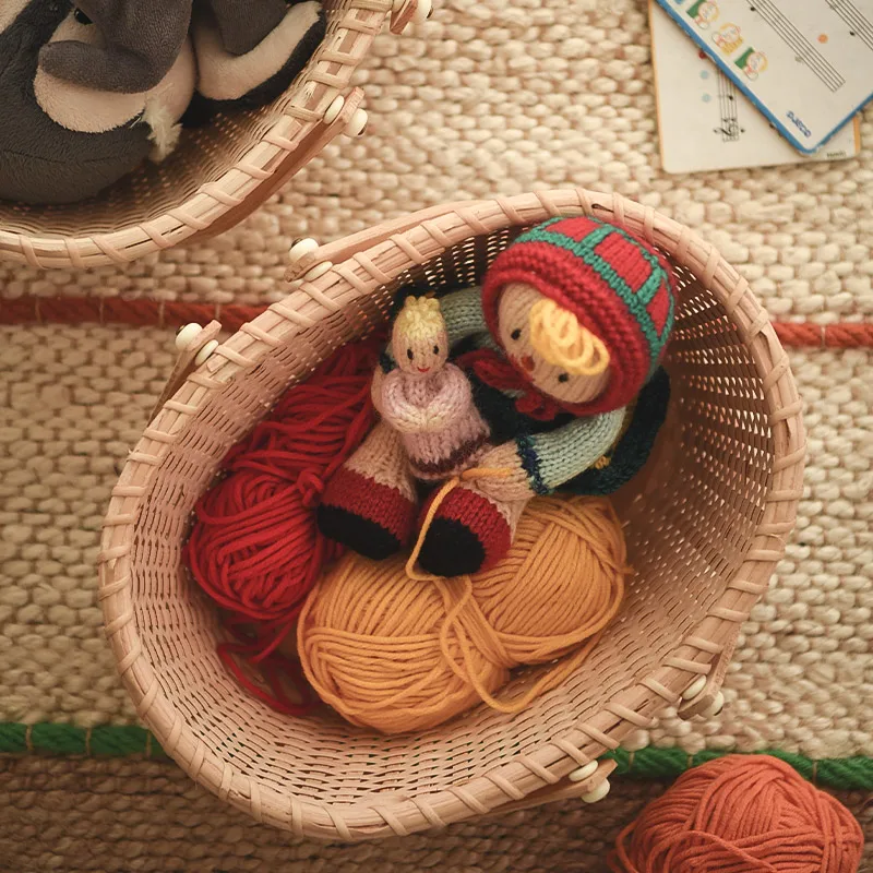 Портативная корзина для фруктов из ротанга ручная коробка хранения органайзер