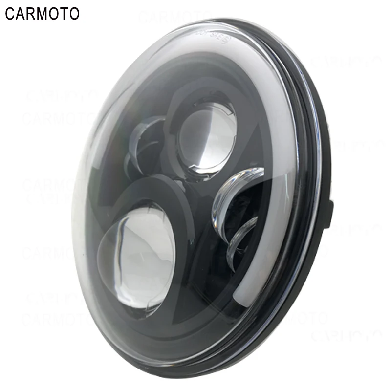 1pcs 7 Inch DOT SAE E9 Motorcycle Headlamp with angle eye Led Headlight 7inch housing bucket trim ring for Touring Electra Glide