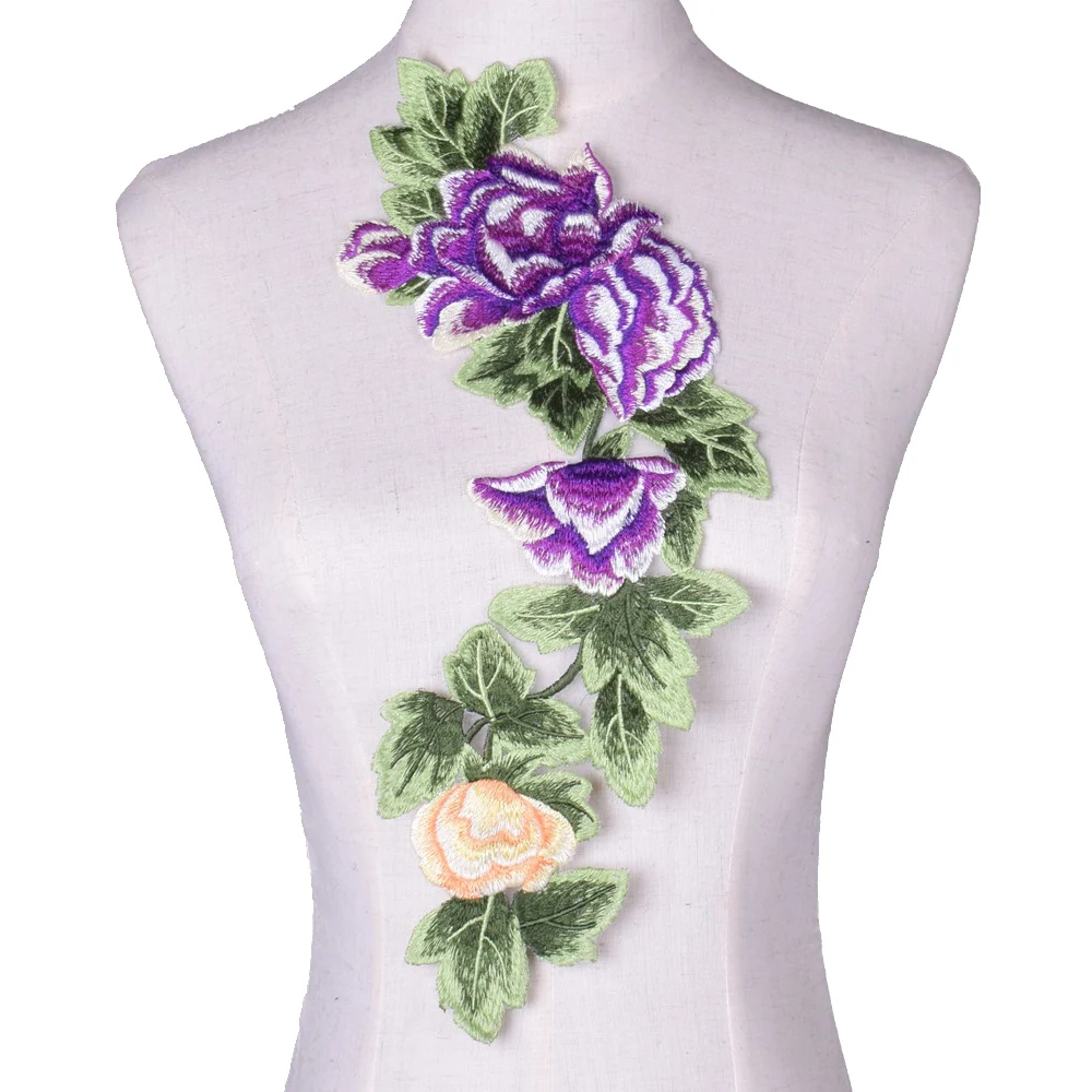 Вышитая Цветочная кружевная ткань оранжевый кружевной воротник на шею Швейные