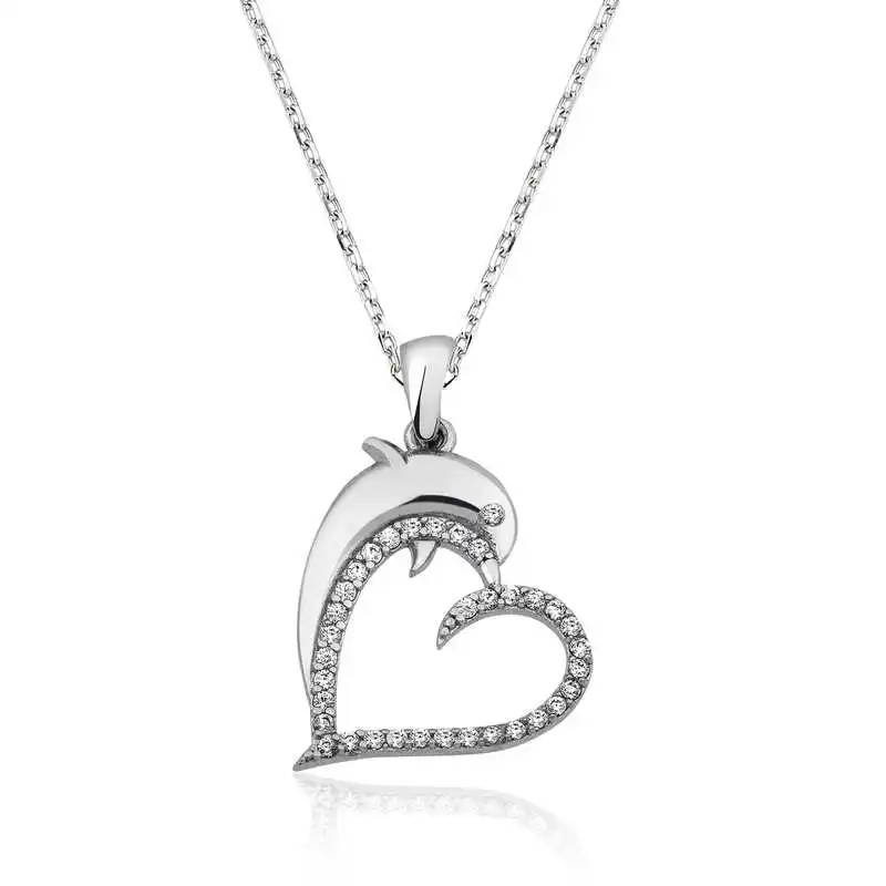 

Серебряное ожерелье Silverlina в форме сердца дельфина рыбы