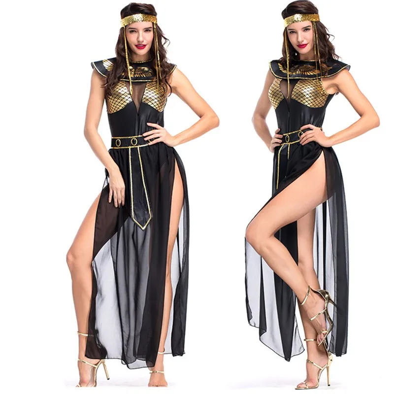 Sexy Hot See-through Egyptian Royal Cleopatra Costume Ancient Egypt Queen Dress Adult Women Fantasy Cosplay Halloween Costume