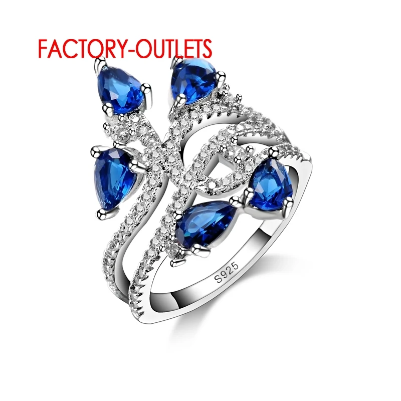 

Женское кольцо с подвеской Newnest, элегантное для свадьбы помолвки с синим фианитом 925 пробы