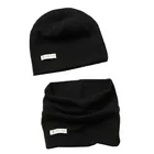 Шапка-бини с мультяшным рисунком для мальчиков и девочек, теплый хлопковый головной убор и шарф