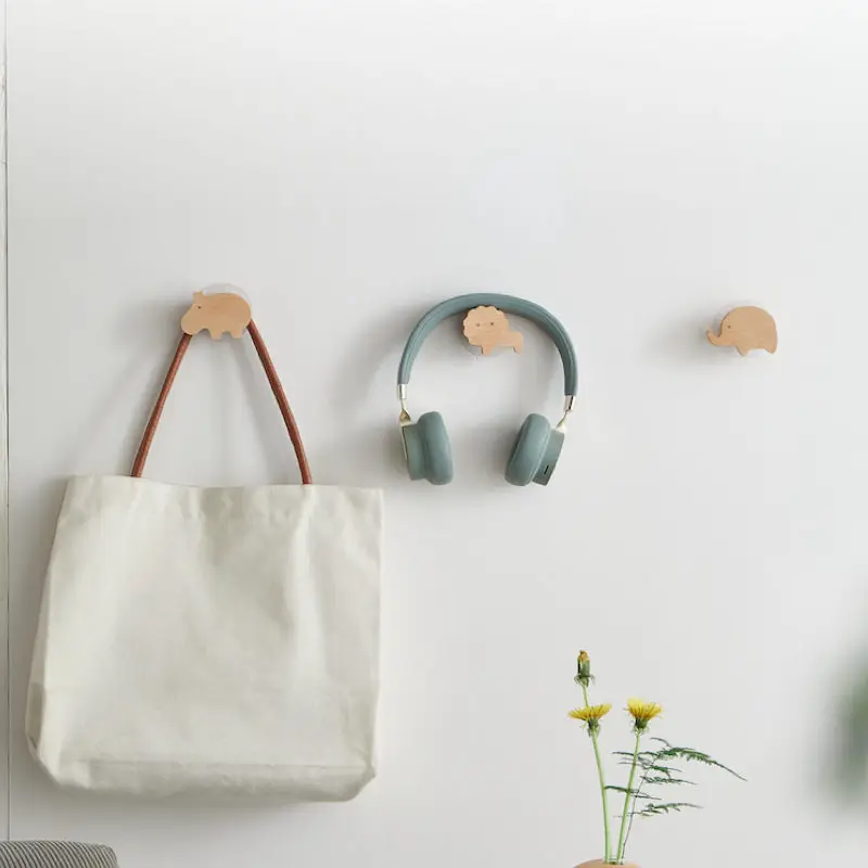 Однотонные Крючки из Букового дерева 1 шт. милая животная