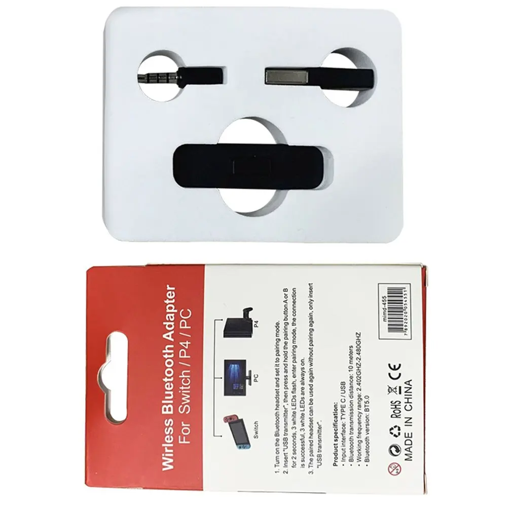 

Wireless Adapter For Nintendo/Switch/Lite, BT 5.0 Wireless Audio Transmitter with Low Latency USB C to A Converter
