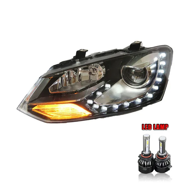 Автомобильный Стайлинг для VW polo головной светильник s angel eyes 2011- для VW polo светодиодный светильник Q5 bi xenon объектив Светодиодный лампа СВЕТОДИОДНАЯ Лампа для проектора - Цвет: ALL LED version