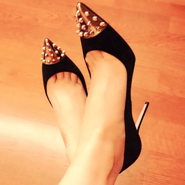 Женские замшевые туфли-лодочки черные туфли на высоком каблуке 12 см 10 8 | Обувь