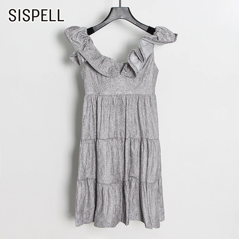 

Женское лоскутное платье SISPELL с оборками, с квадратным вырезом, без рукавов, с высокой талией, облегающее платье с принтом и цветными вставка...