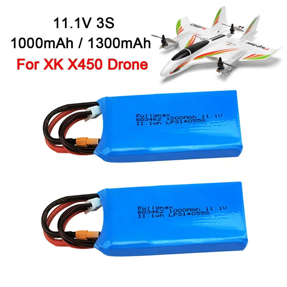 Для XK X450 Дрон Батарея 3S 11 1 V 1000 мА/ч 1300 20C Lipo для FPV RC самолет с неподвижным крылом