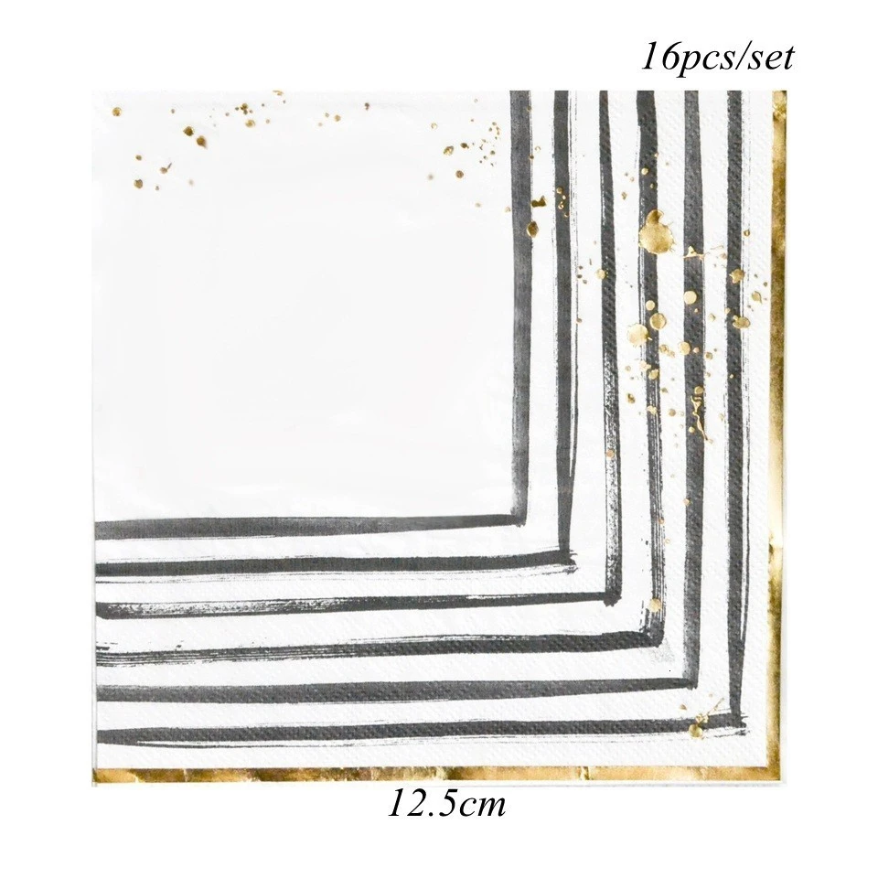 16pcs WB Napkin 1 Набор, синяя серия, полосатая одноразовая посуда, сделай сам, позолоченные бумажные тарелки, посуда для свадебного стола, Декор, принадлежности для дня рождения - Цвет: 16pcs WB Napkin