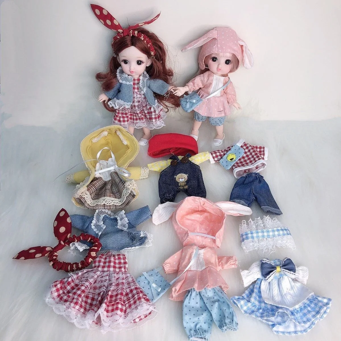 

Handmade 1/8 Suit Dress Cute Fashion Shoes Doll Accessories Clothes Mini 17CM BJD Dolls for Girls Princess Toy Real Only Outfit