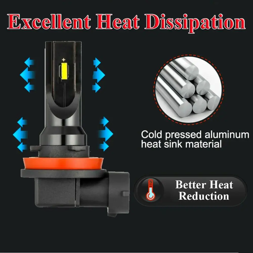 2 X H11 H8 светодиодный туман светильник Conversion Kit лампы высокой Мощность 6000K 100W