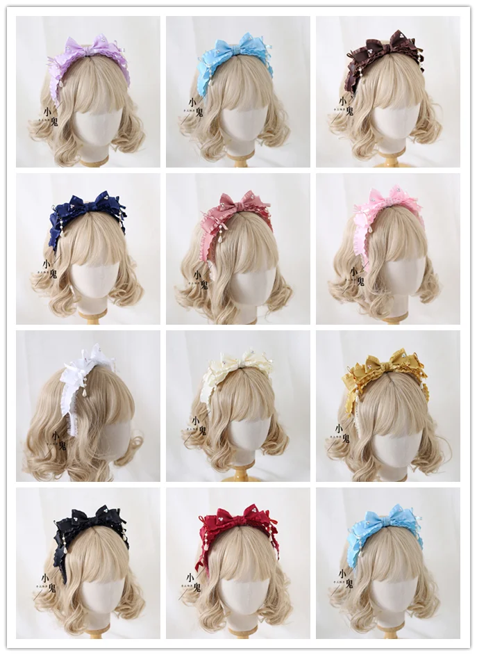 Оригинальная повязка на голову ручной работы многоцветная Милая Кружевная в