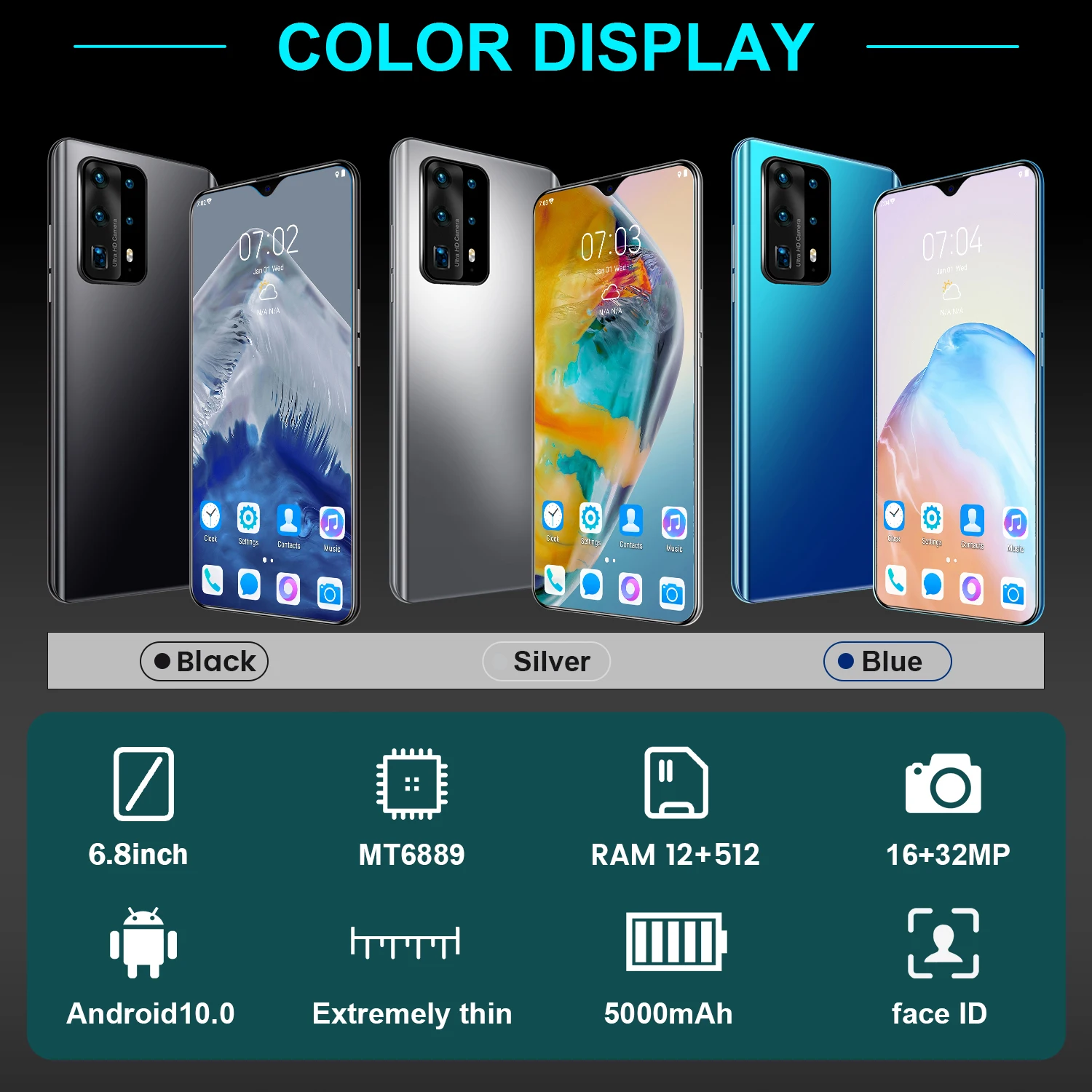 

P40 Pro+ 6.6 Inch Global Version16+32MP Andriod 10 Smartphones 12GB RAM 512GB ROM 10 Core MTK6889 Dual SIM 4G LTE 5G Cell Phone