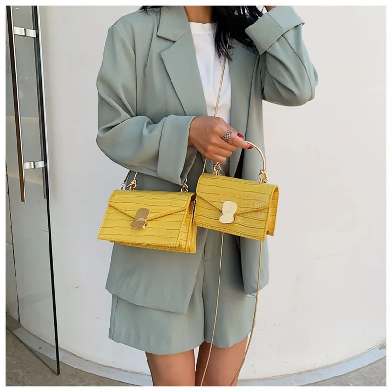 

Pu Women Bags Chain Lock Luxury Wild Girls Small Square Messenger Bag single shoulder Bolsa Feminina