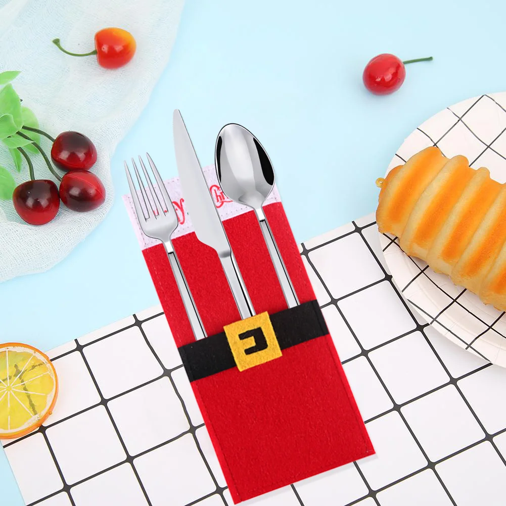 Новогодняя карманная вилка нож столовые приборы держатель сумка для дома