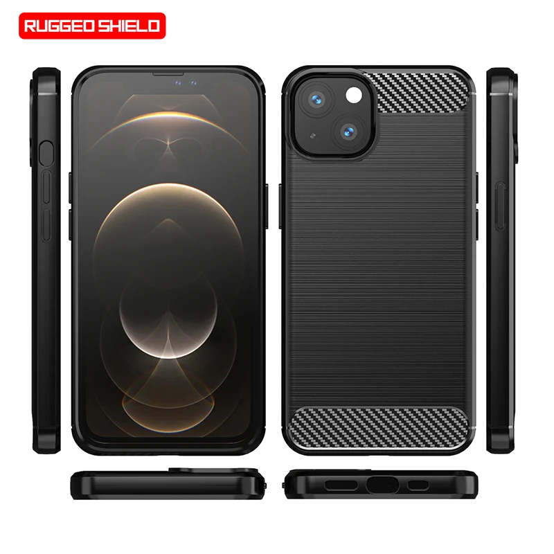 

Carbon Fiber Shockproof Protective Phone Case For Iphone 13 Soft Back Cover