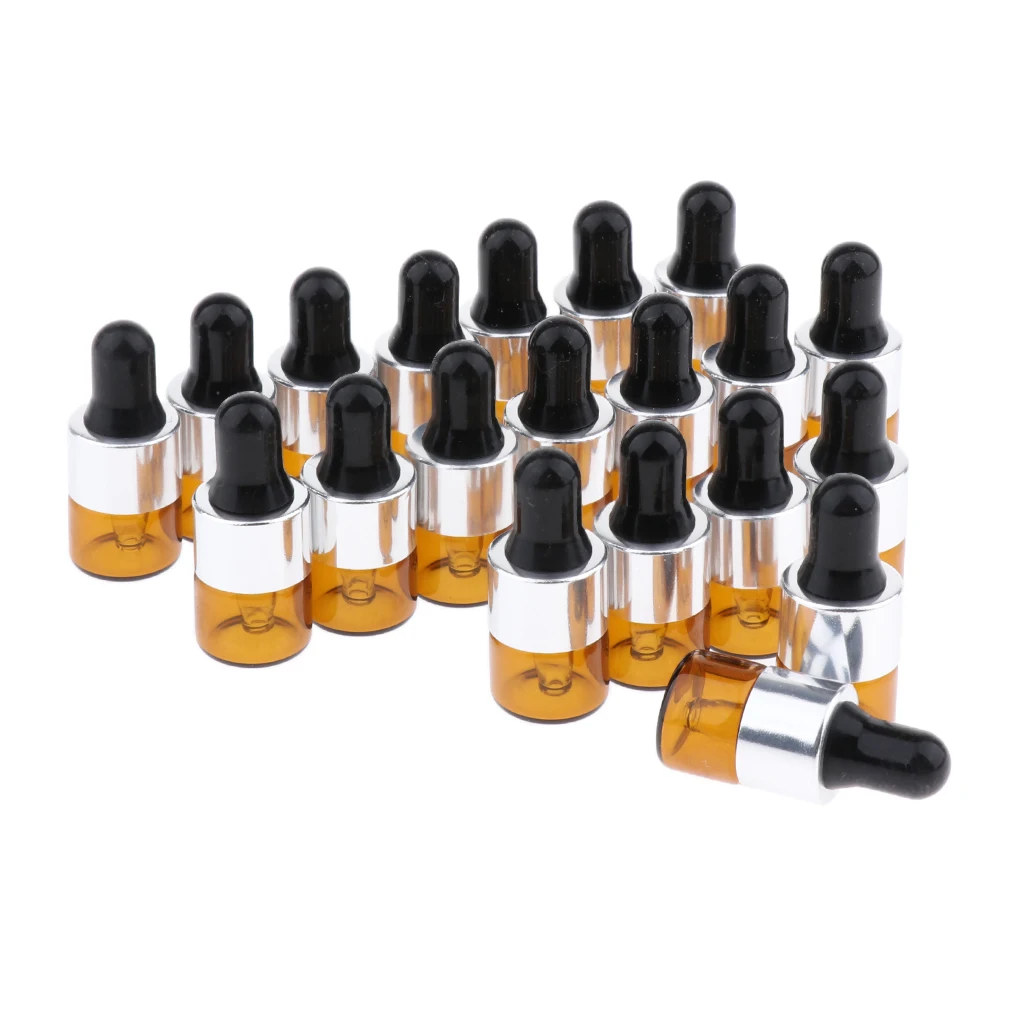 

Pack of 20 Refillable Glass Bottles, Dropper Bottle with Dropper
