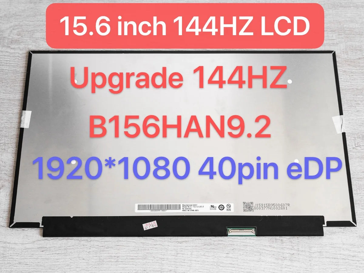 

15.6" 144Hz Laptop LCD Screen B156HAN09.2 Fit NV156FHM-NY4 LP156WFG-SPP1 For Lenovo Legion 5-15ARH05H S7-15IMH5 40pin eDP
