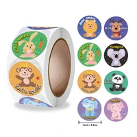 cartoon reward sticker cute panda cat for kids toy decorations 500pcs round 8 animals design encourage motivational stickers