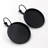 25mm 10pcs black plated french lever back earrings blankbasefit 25mm glass cabochonsbuttonsearring bezels l5 03