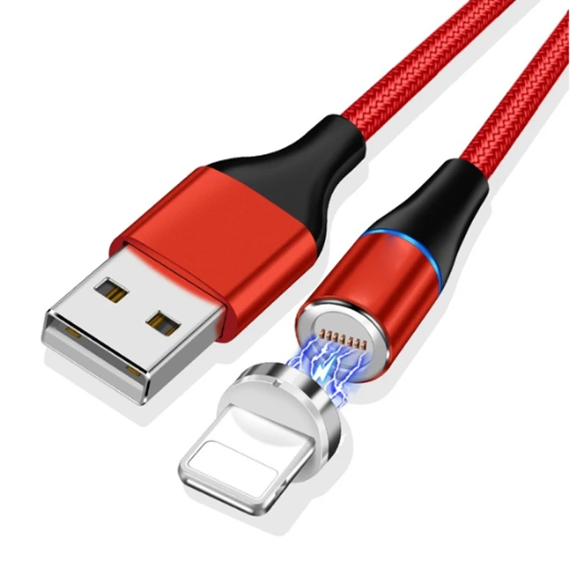 Red ios Cable 1 м 2 м 3 а быстрый Магнитный зарядный кабель с 360 вращением круглые USB кабели для samsung Galaxy S9/S9 Plus/S10/S10e/S10Plus - Цвет: Red ios Cable