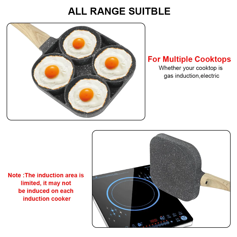 Four-hole Frying Pot Cooking Egg Ham Pans Thickened Omelet Pan Non-stick Breakfast Maker No Oil-smoke Pancake Steak | Дом и сад