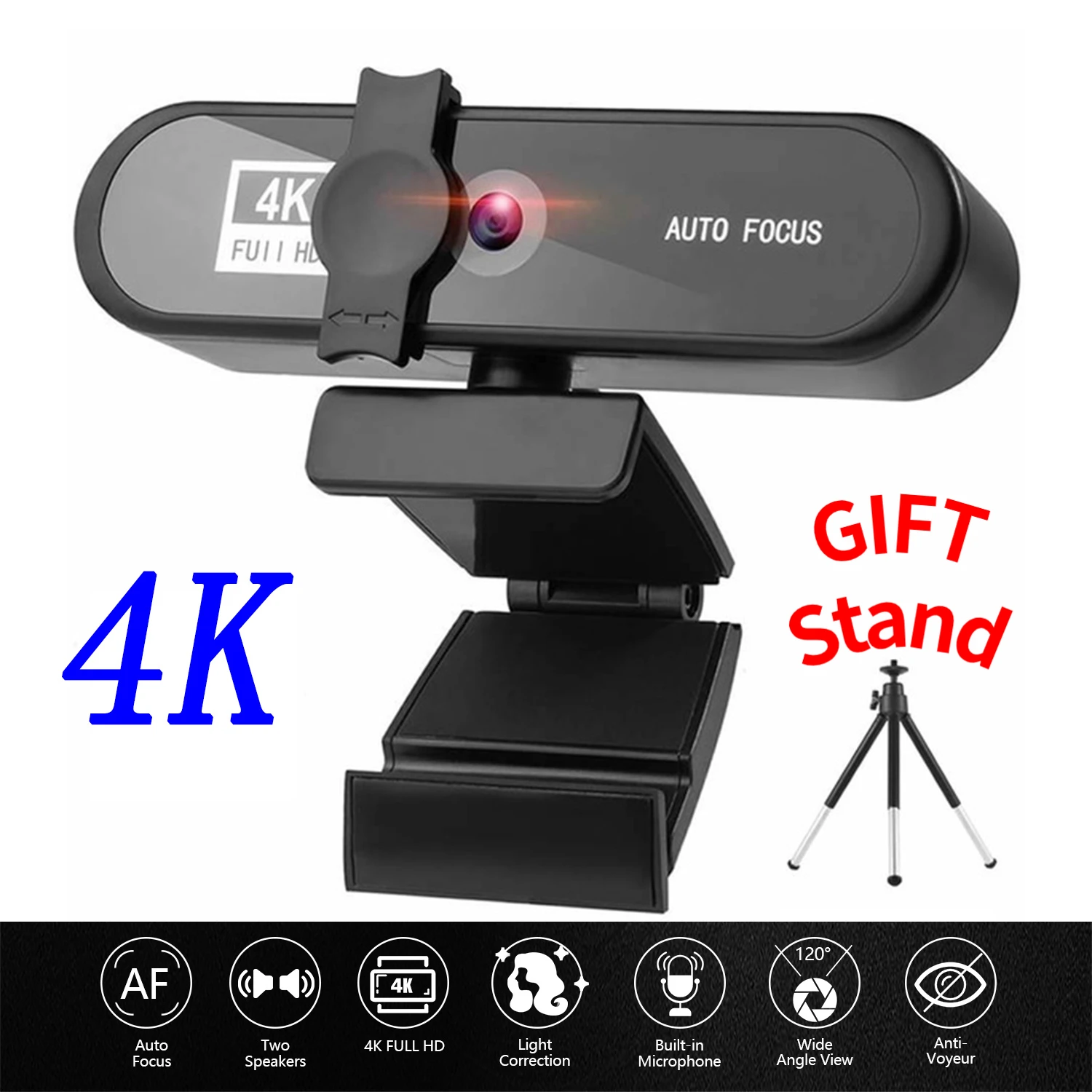 

Webcam 4K 1080P Autofocus HD Web Camera with Microphone MIC PC Laptop 8MP Lens USB Webcam for Live Conference Freedriver Web Cam