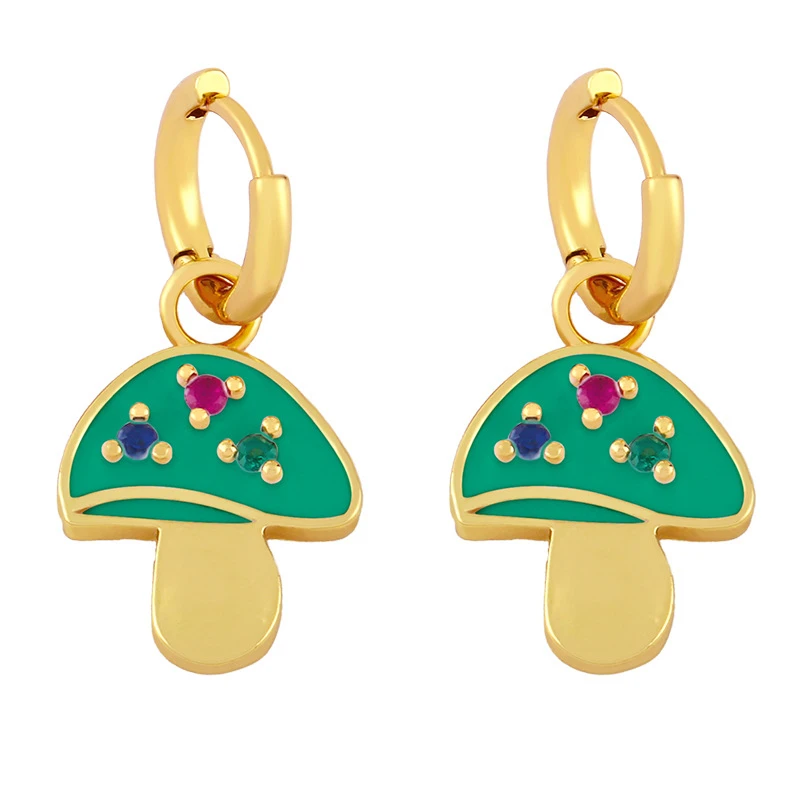 

ROXI Cute Colorful Enamel Mushroom Hoop Earrings for Women Girls Summer Candy Colors Fashion Jewelry Earrings Huggie Pendientes
