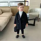 Новое поступление 2021, весенне-осенняя модная повседневная хлопковая приталенная детская одежда для мальчиков с плюшевой подкладкой в английском стиле из смешанной шерсти на 12 мес.-7 лет