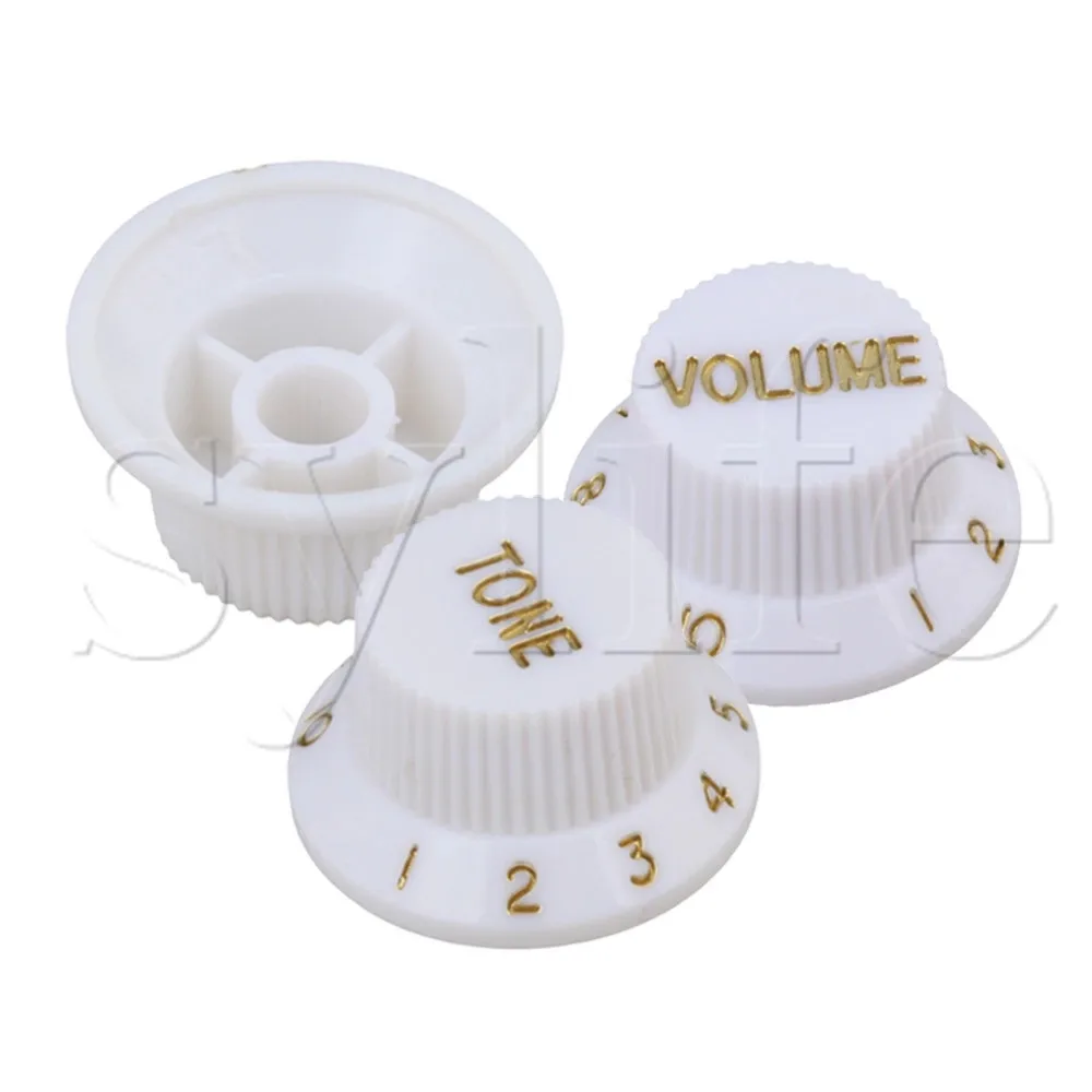 White 1-Volume 2-Tone Control Knob For Electric Guitar Pickup | Спорт и развлечения
