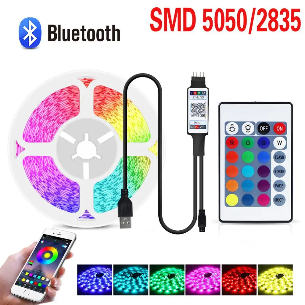 

Bluetooth Led Lights For Room Bedroom Kitchen Flexible Wall Lamp USB DC 12V/5V 5050/2835 RGB TV Backlight Decoration Strip Light