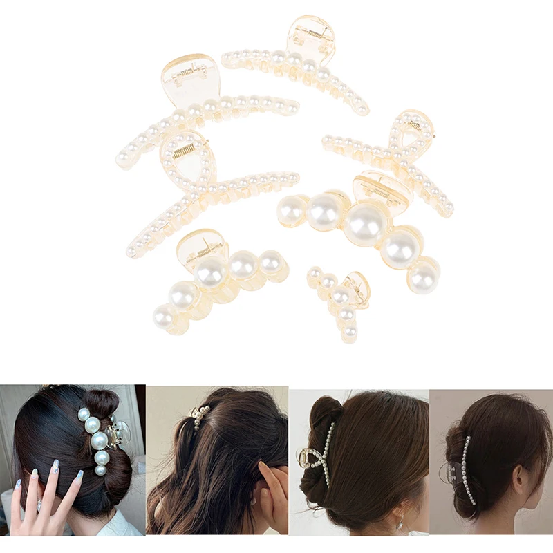 

Hyperbole Big Parels Acryl Haar Klauw Clips Big Size Make Hair Styling Haarspeldjes Voor Vrouwen Haar Accessoires