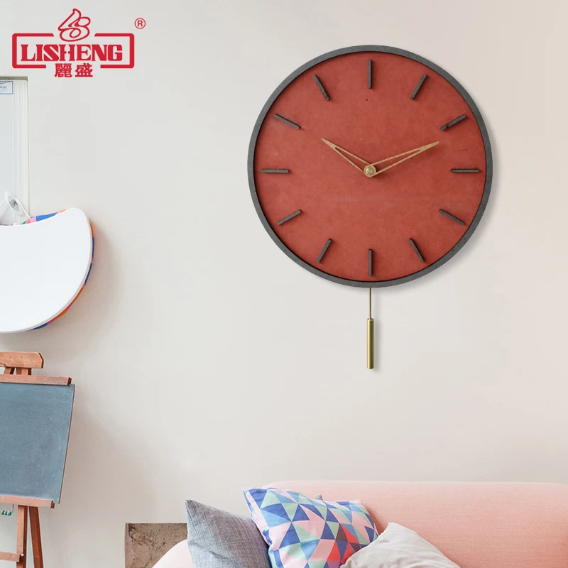 Простые современные настенные часы модные нордические красные бесшумные